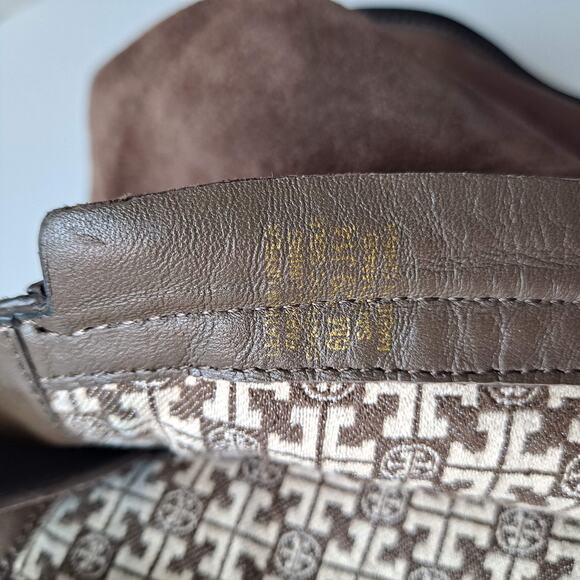 Tory Burch Brown Suede Leather Simone Over The Knee Round Toe Riding Boots Siz 6